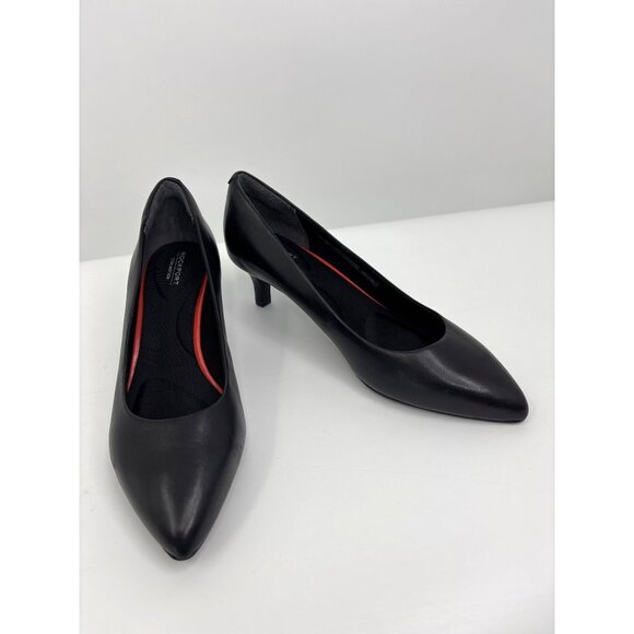 Rockport Total Motion 75mm Pointy Toe Pump 2.5" Heel Leather Black Size 9.5 - Picture 1 of 8